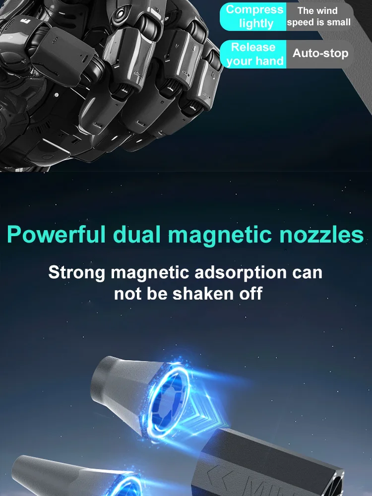 Violent Fan 200000RPM Powerful Air Blower Vacuum Dust Cleaner Type-C Charging Strong Winds 52m/s Brushless Turbo Jet Blower