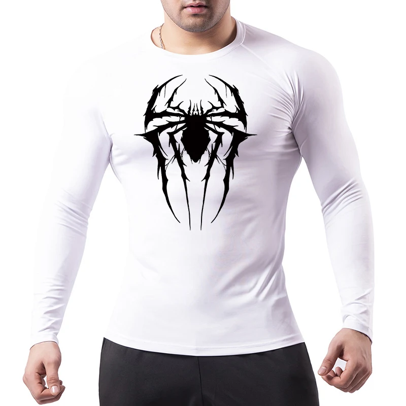 Spider Graphic Compression Shirts for Men Gym Workout Rash Guard Athletic Quick Dry Tshirts Tees Tops Undershirts Baselayers