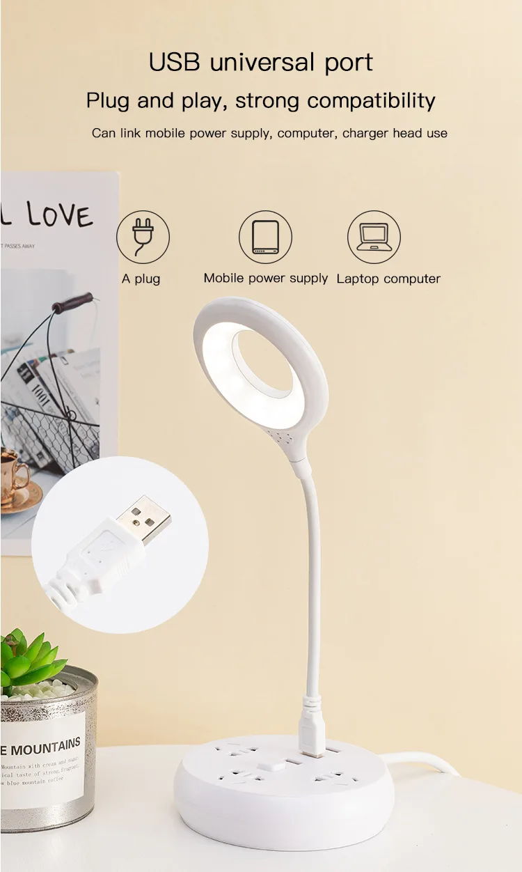 LED Study Reading Book Lights Portable USB Flexo Led Desk Lamp DC5V for Computer PC Laptop Ring Eye Care Led Light Table Lamps
