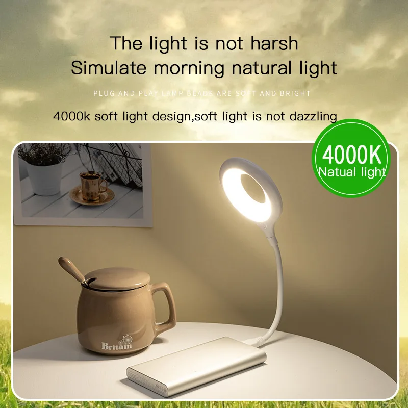 LED Study Reading Book Lights Portable USB Flexo Led Desk Lamp DC5V for Computer PC Laptop Ring Eye Care Led Light Table Lamps
