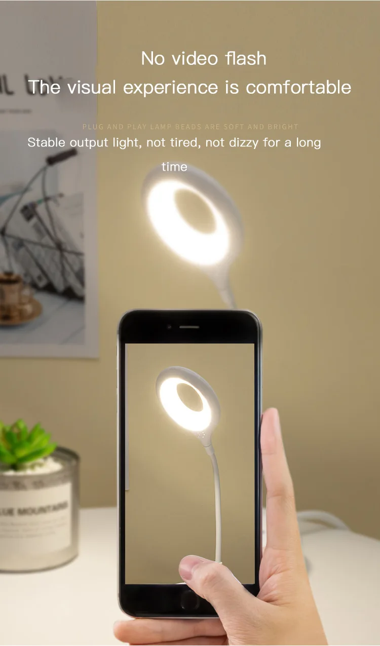 LED Study Reading Book Lights Portable USB Flexo Led Desk Lamp DC5V for Computer PC Laptop Ring Eye Care Led Light Table Lamps