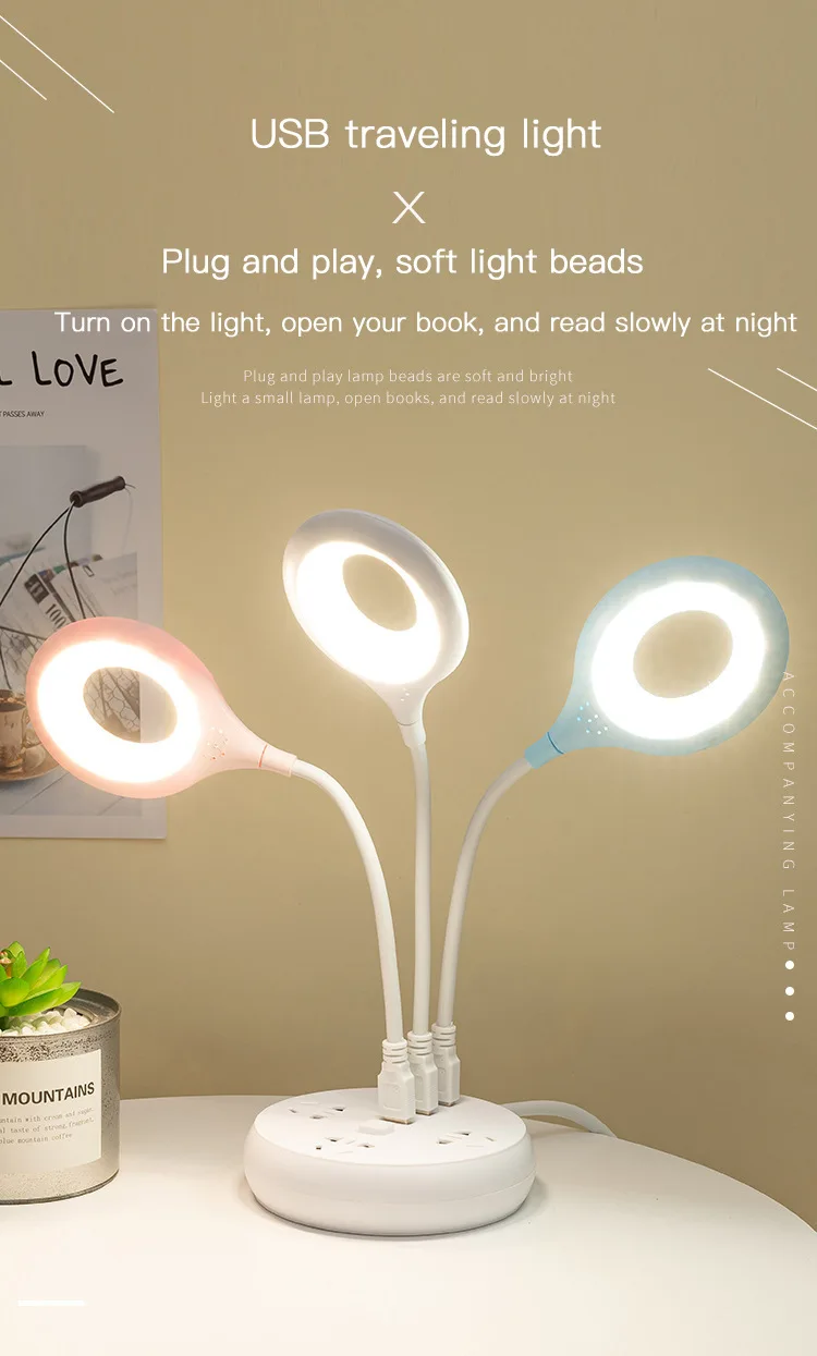 LED Study Reading Book Lights Portable USB Flexo Led Desk Lamp DC5V for Computer PC Laptop Ring Eye Care Led Light Table Lamps