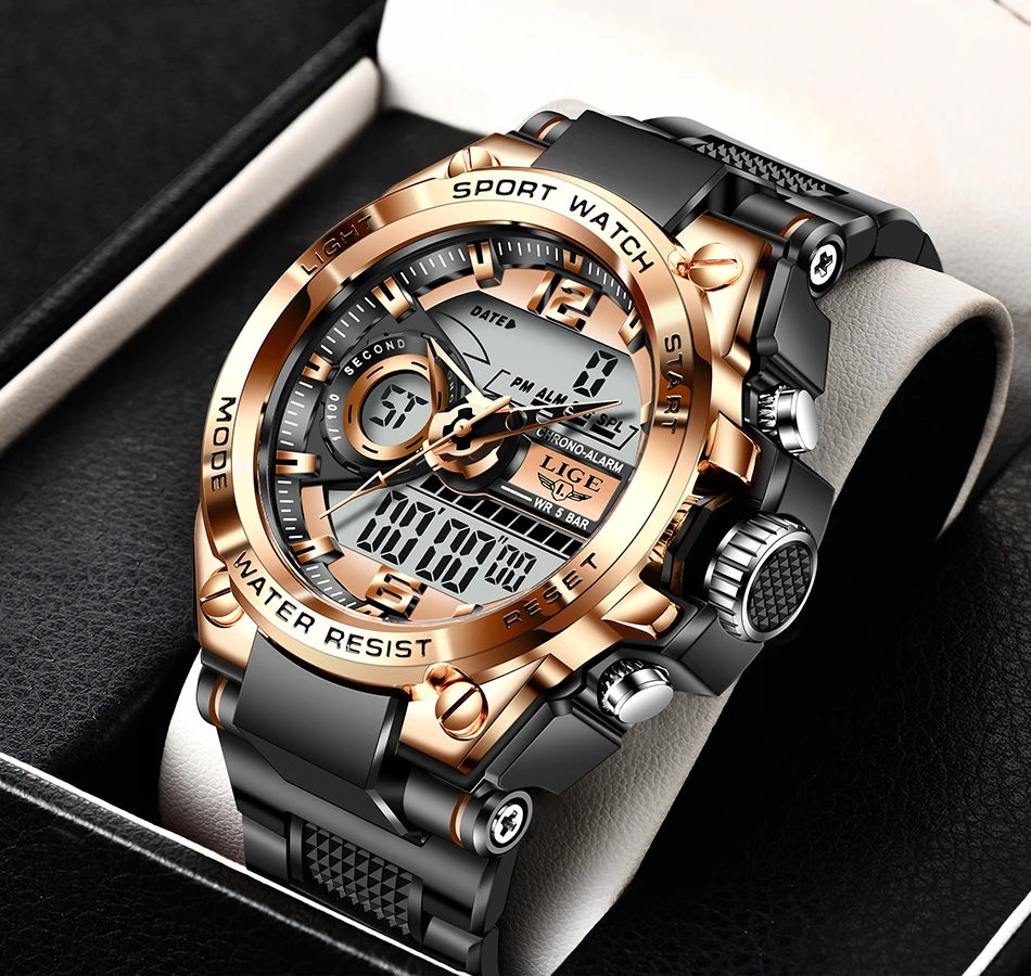 LIGE Digital Men Military Watch 50m Waterproof Wristwatch LED Quartz Clock Sport Watch Male Big Watches Men Relogios Masculino LIGE Digital Men Military Watch 50m Waterproof Wristwatch LED Quartz Clock Sport Watch Male Big Watches Men Relogios Masculino