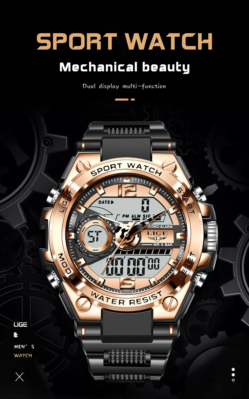 LIGE Digital Men Military Watch 50m Waterproof Wristwatch LED Quartz Clock Sport Watch Male Big Watches Men Relogios Masculino LIGE Digital Men Military Watch 50m Waterproof Wristwatch LED Quartz Clock Sport Watch Male Big Watches Men Relogios Masculino