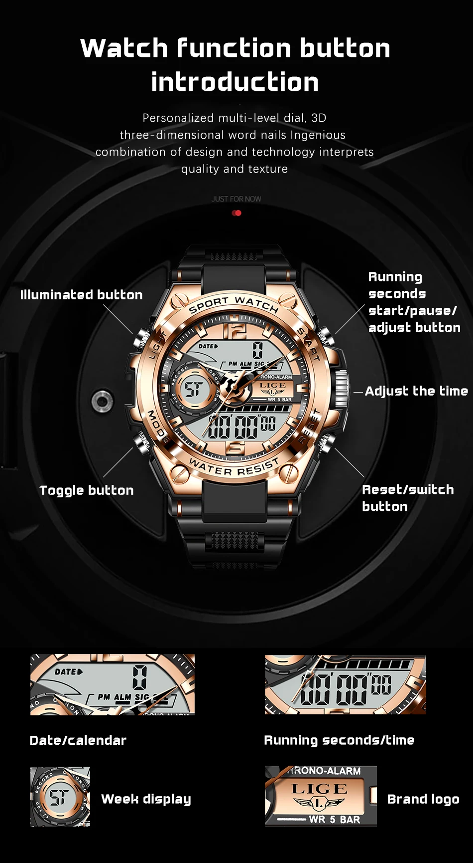 LIGE Digital Men Military Watch 50m Waterproof Wristwatch LED Quartz Clock Sport Watch Male Big Watches Men Relogios Masculino LIGE Digital Men Military Watch 50m Waterproof Wristwatch LED Quartz Clock Sport Watch Male Big Watches Men Relogios Masculino