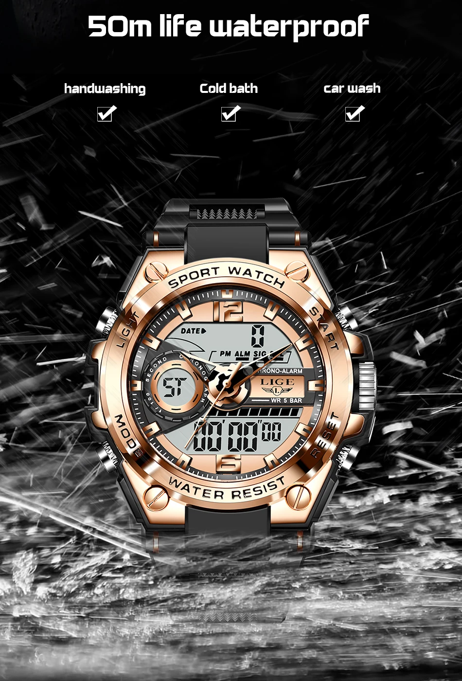 LIGE Digital Men Military Watch 50m Waterproof Wristwatch LED Quartz Clock Sport Watch Male Big Watches Men Relogios Masculino LIGE Digital Men Military Watch 50m Waterproof Wristwatch LED Quartz Clock Sport Watch Male Big Watches Men Relogios Masculino
