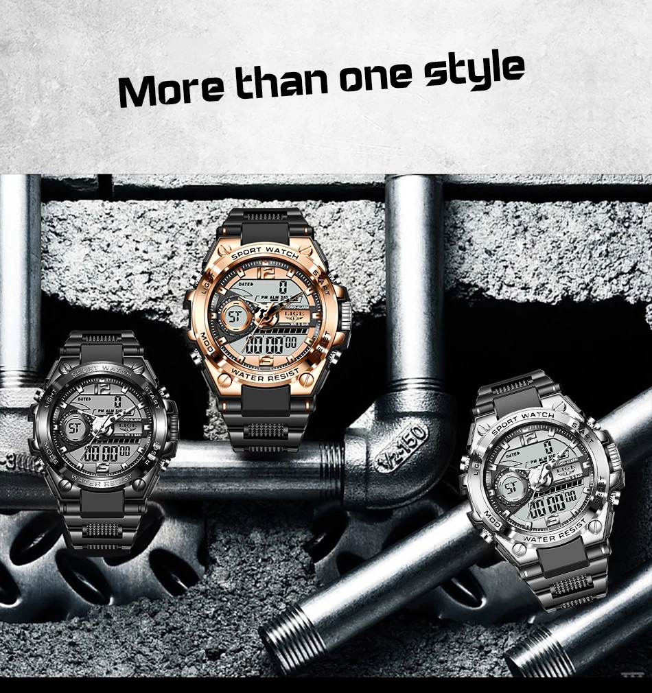 LIGE Digital Men Military Watch 50m Waterproof Wristwatch LED Quartz Clock Sport Watch Male Big Watches Men Relogios Masculino LIGE Digital Men Military Watch 50m Waterproof Wristwatch LED Quartz Clock Sport Watch Male Big Watches Men Relogios Masculino