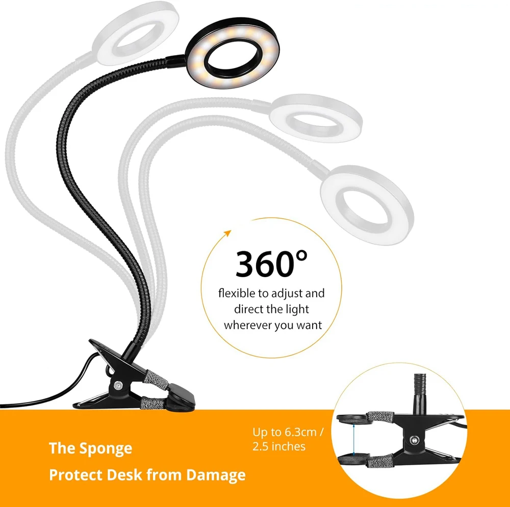 360° Flexible 48 LEDs Clip on Desk Lamp Gooseneck Reading Table Light Eye-Caring USB Clamp Books Night Light Study Read Light 360° Flexible 48 LEDs Clip on Desk Lamp Gooseneck Reading Table Light Eye-Caring USB Clamp Books Night Light Study Read Light