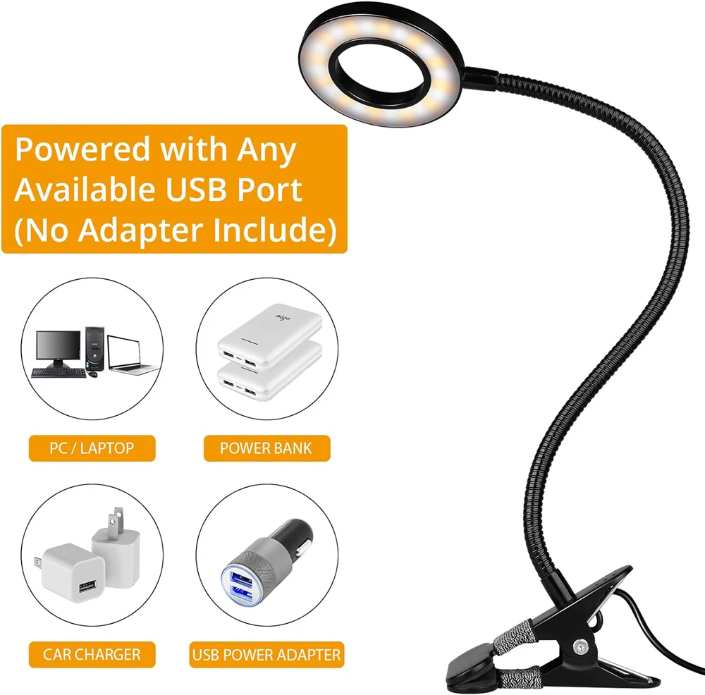 360° Flexible 48 LEDs Clip on Desk Lamp Gooseneck Reading Table Light Eye-Caring USB Clamp Books Night Light Study Read Light 360° Flexible 48 LEDs Clip on Desk Lamp Gooseneck Reading Table Light Eye-Caring USB Clamp Books Night Light Study Read Light