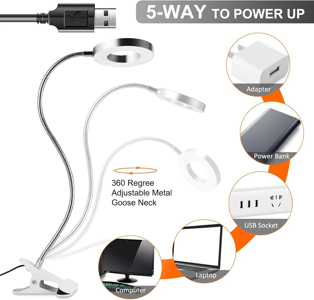 360° Flexible 48 LEDs Clip on Desk Lamp Gooseneck Reading Table Light Eye-Caring USB Clamp Books Night Light Study Read Light 360° Flexible 48 LEDs Clip on Desk Lamp Gooseneck Reading Table Light Eye-Caring USB Clamp Books Night Light Study Read Light