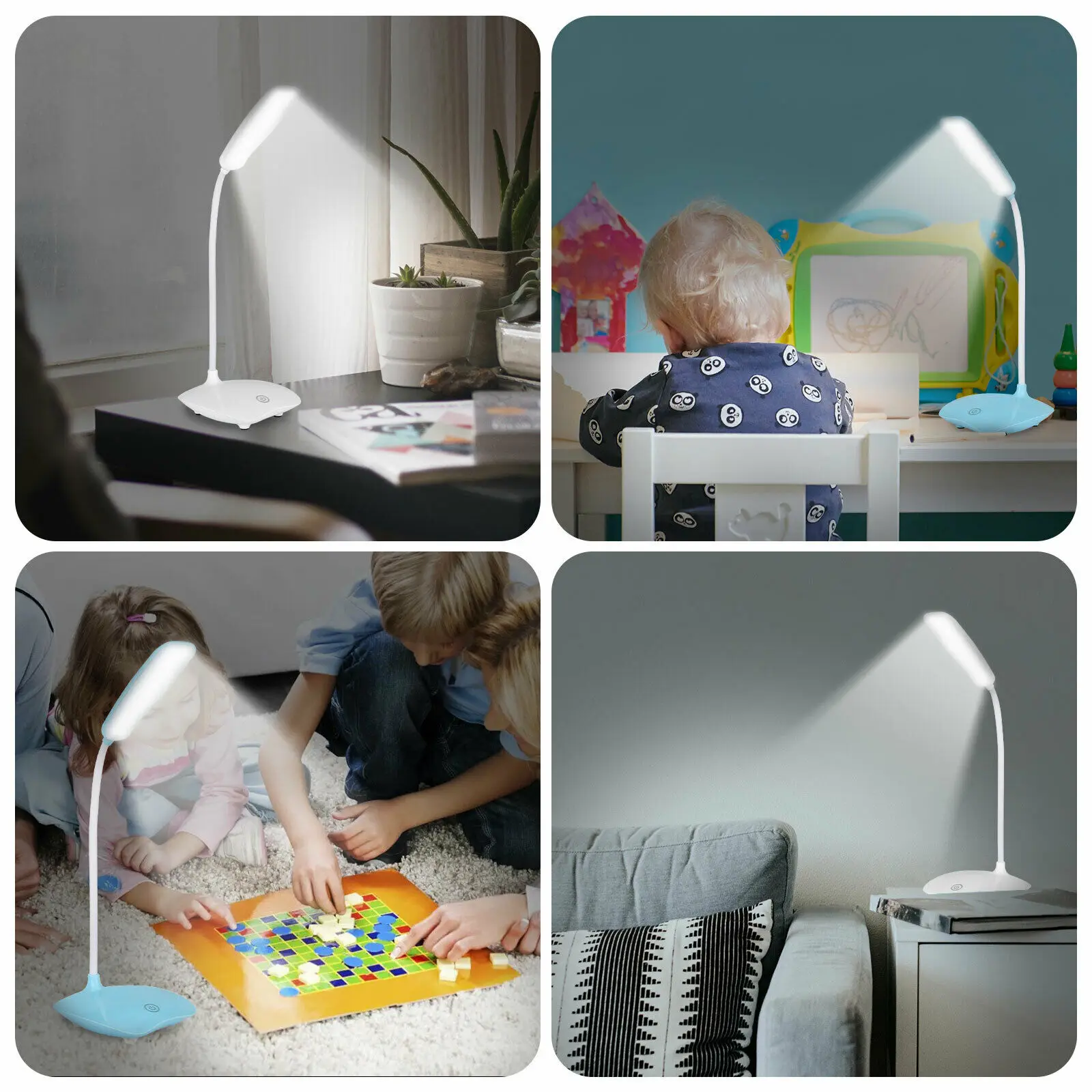 LED Table Lamp USB Rechargeable Dimmable Desk Reading Light Foldable Rotatable Touch Switch Study Work Bedroom Table Lamps