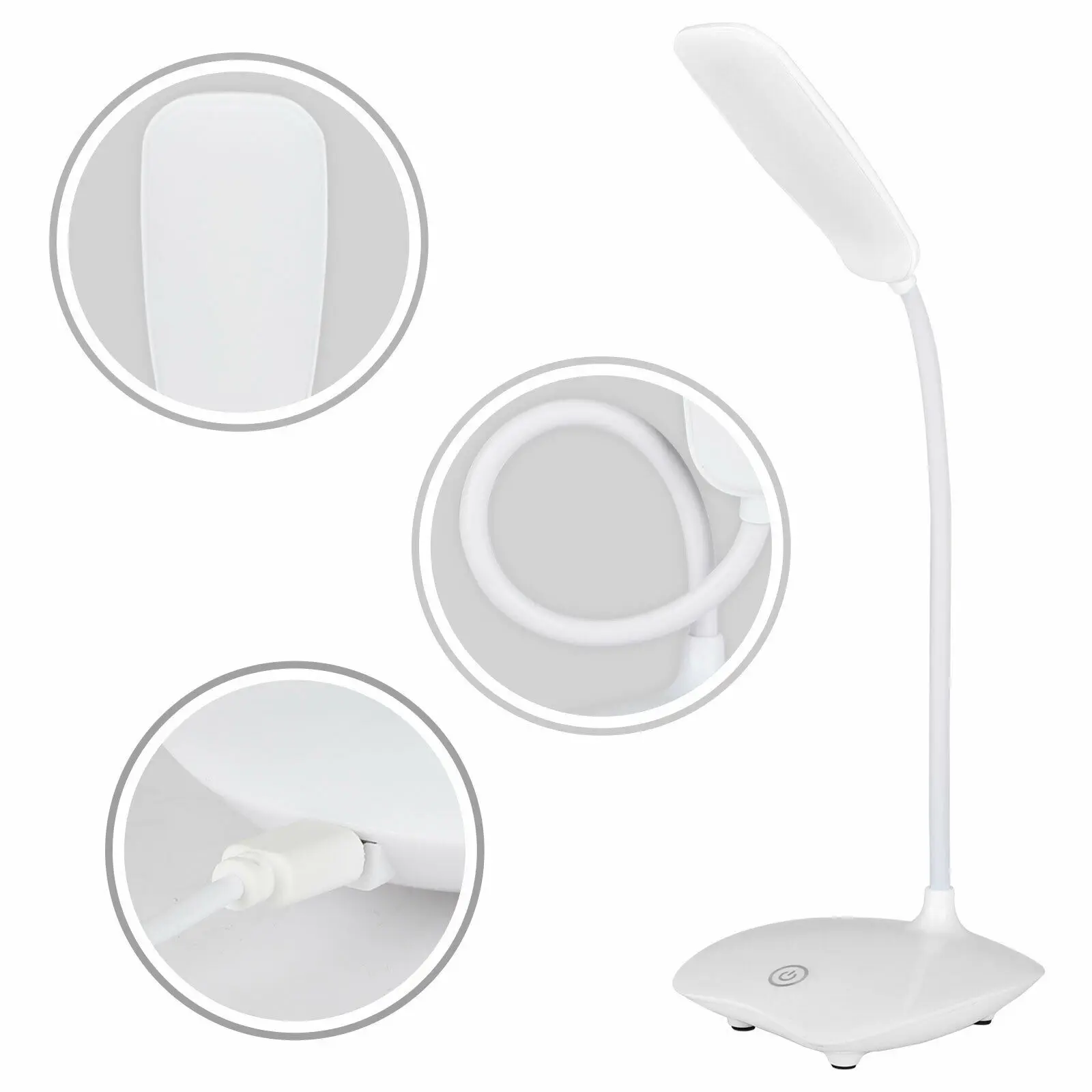 LED Table Lamp USB Rechargeable Dimmable Desk Reading Light Foldable Rotatable Touch Switch Study Work Bedroom Table Lamps