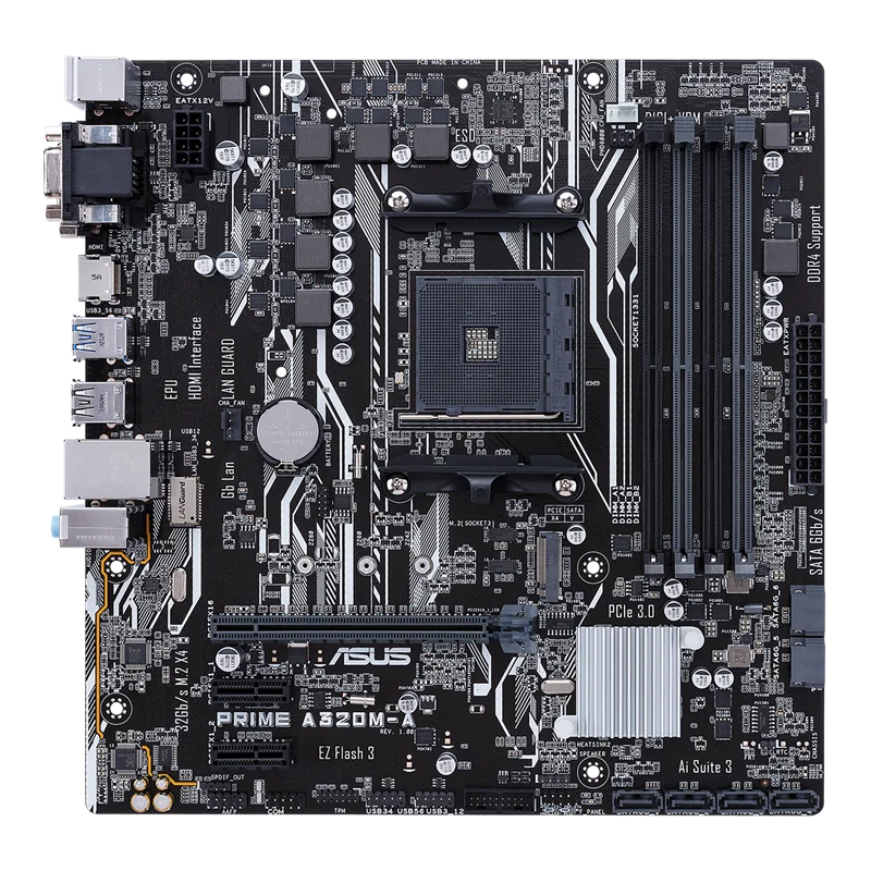 ASUS PRIME A320M-A  AMD A320 AM4 Motherboard For Ryzen 5/3/7 5600G 3600 5700G CPU DDR4 USB2.0 HDMI M.2 Micro ATX Mainboard