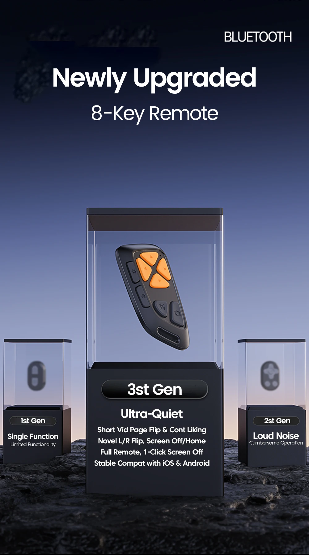 Mute Button Remote Page Turner Wireless Bluetooth Remote Control Page Turner Camera Photo Video Clicker Remote for Android iOS