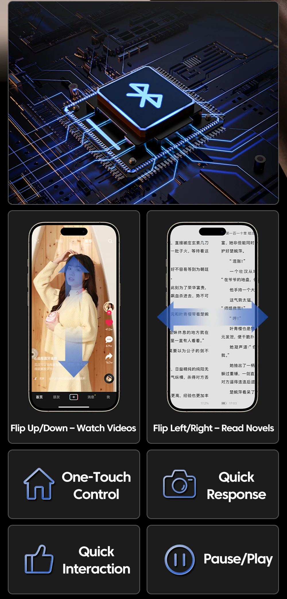 Mute Button Remote Page Turner Wireless Bluetooth Remote Control Page Turner Camera Photo Video Clicker Remote for Android iOS