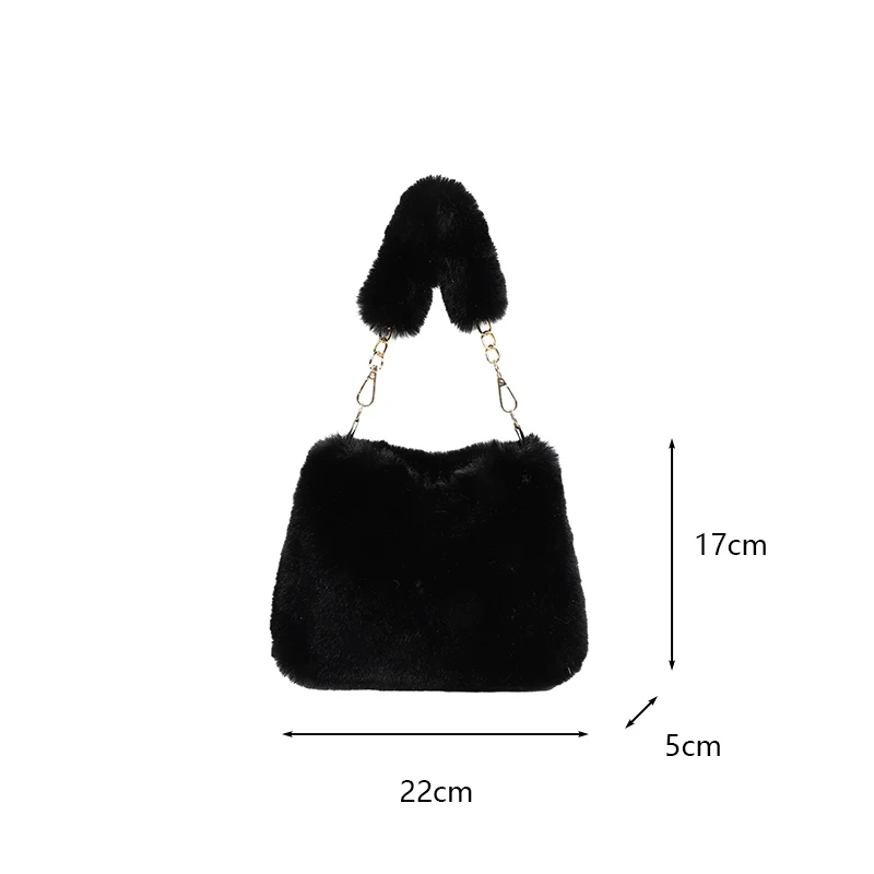 Plush Faux Fur Tote Bag for Women Winter Shoulder Bag Casual Fluffy Crossbody Bags Fashion Chain Handbag Girls Soft Purse