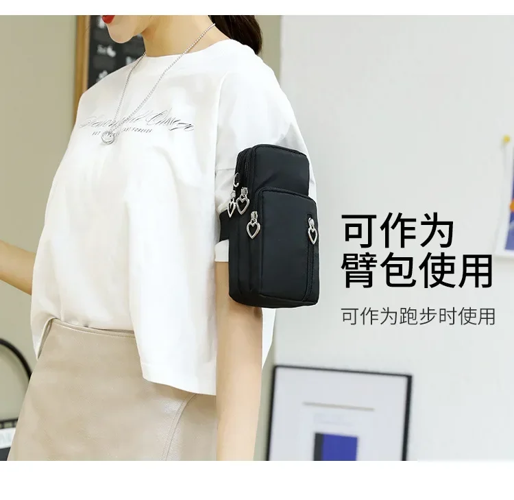 Waterproof Mobile Phone Bag Women's Mini Oxford Crossbody Bag Daily Multi-layer Zipper Purse Casual Outdoor Travel Nylon Bag