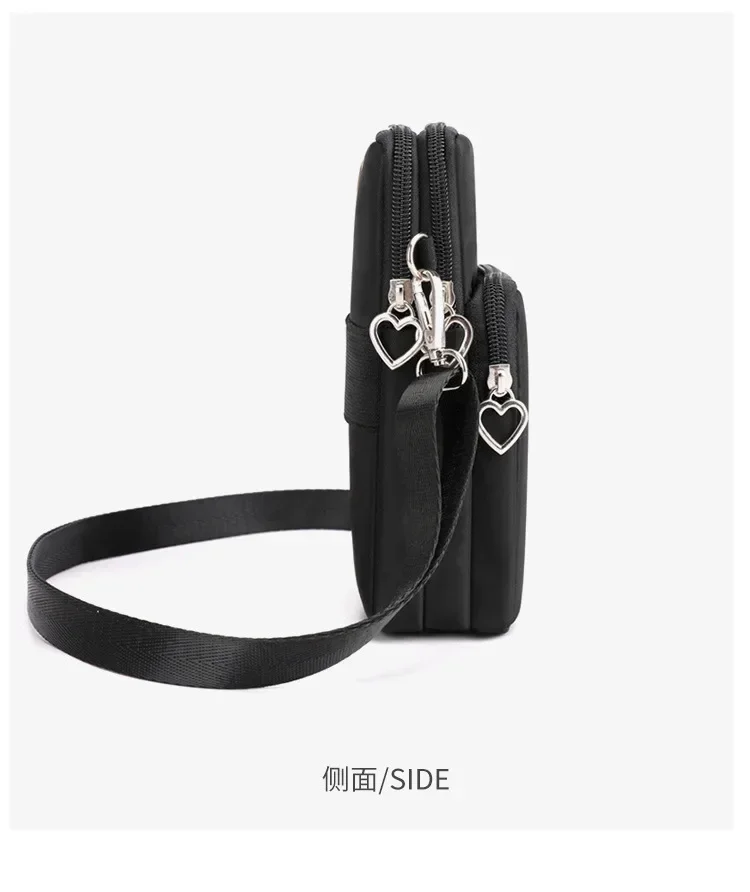 Waterproof Mobile Phone Bag Women's Mini Oxford Crossbody Bag Daily Multi-layer Zipper Purse Casual Outdoor Travel Nylon Bag