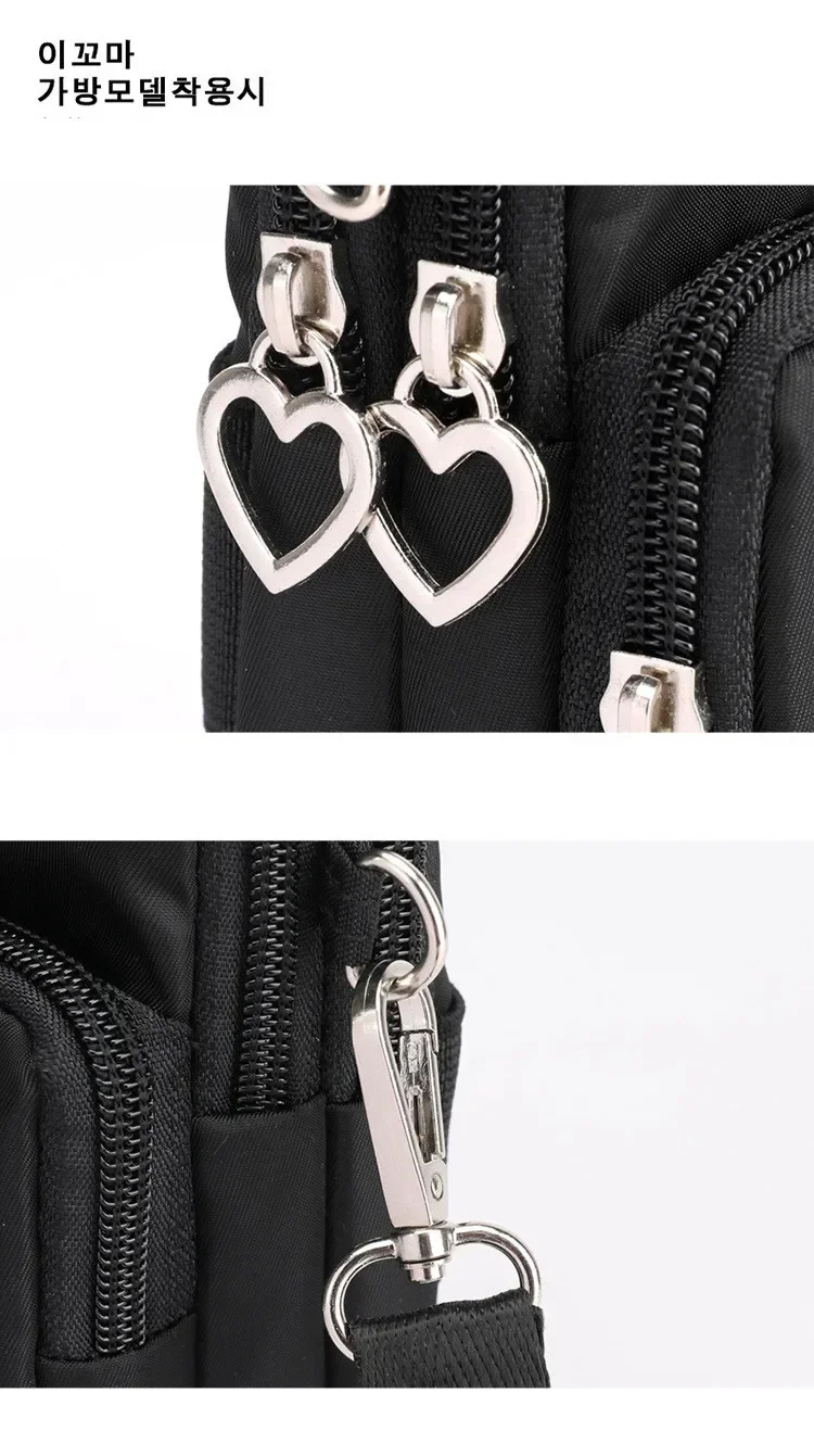 Waterproof Mobile Phone Bag Women's Mini Oxford Crossbody Bag Daily Multi-layer Zipper Purse Casual Outdoor Travel Nylon Bag