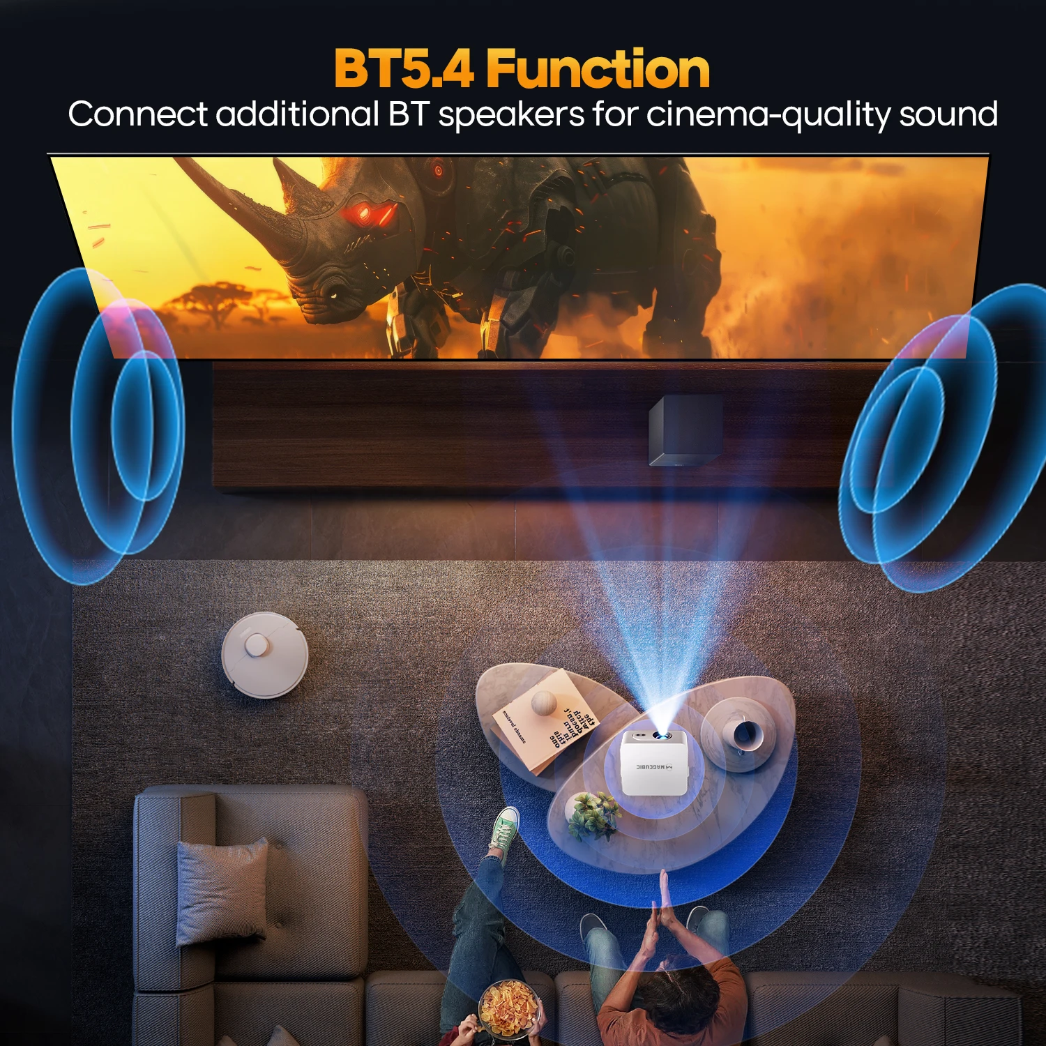 Magcubic Auto Focus Android 14 Portable Projector 8K 400ANSI WiFi 6 Projector Support Full HD 720P Home Outdoor Cinema HY300Max