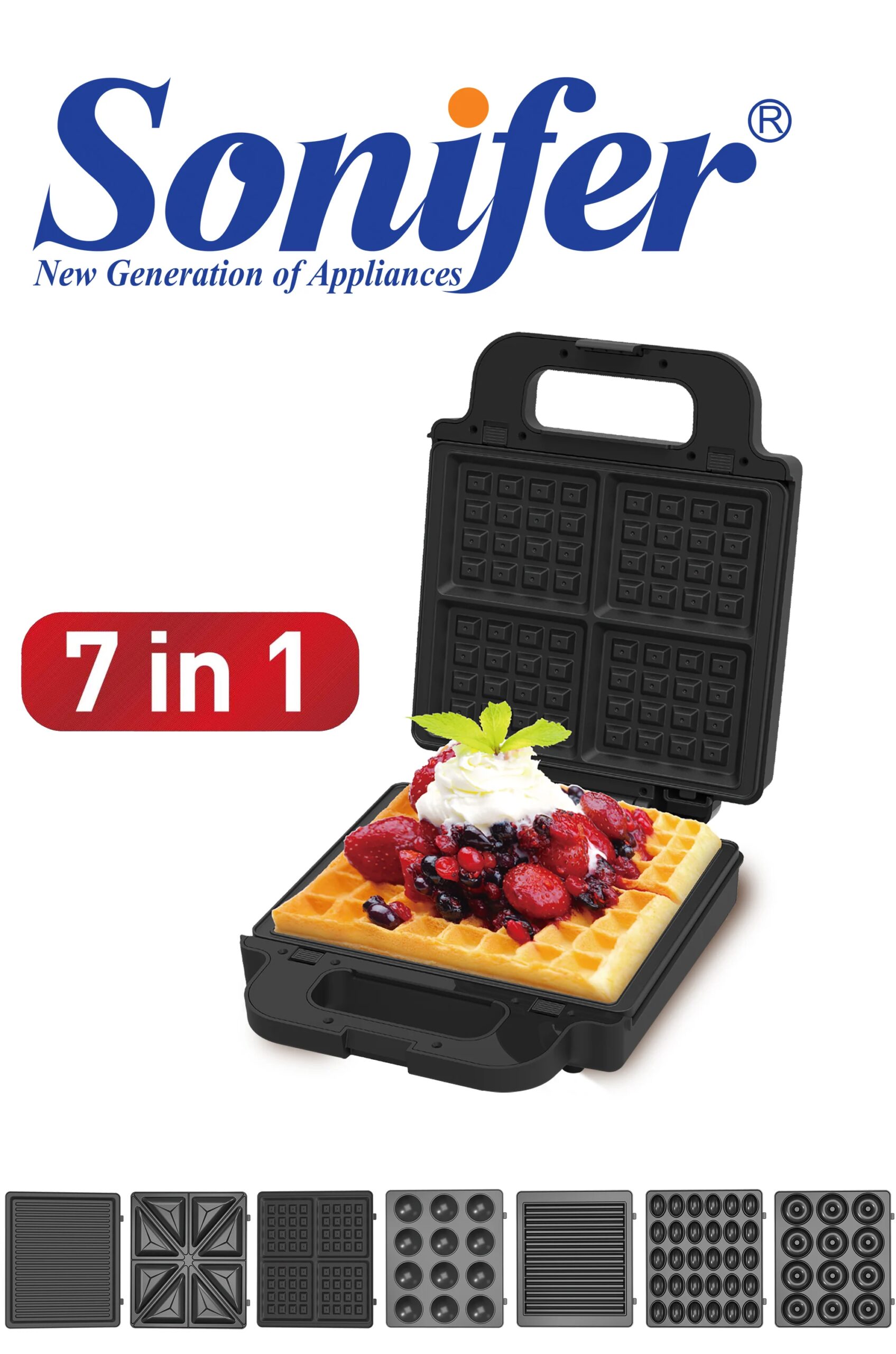 7 In 1 Waffles Maker Electric Sandwiches Machine Cooking Appliances Bread Machine Cake Breakfast Waffle Pot Baking Pan Sonifer