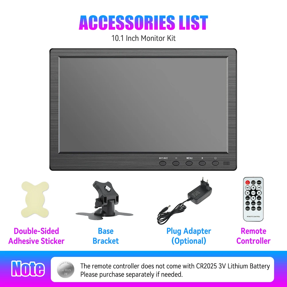 KTYDKP 10.1 Inch Car HDMI Monitor with VGA for TV Computer LCD Color Screen for PC Home Security System Backup Camera Display