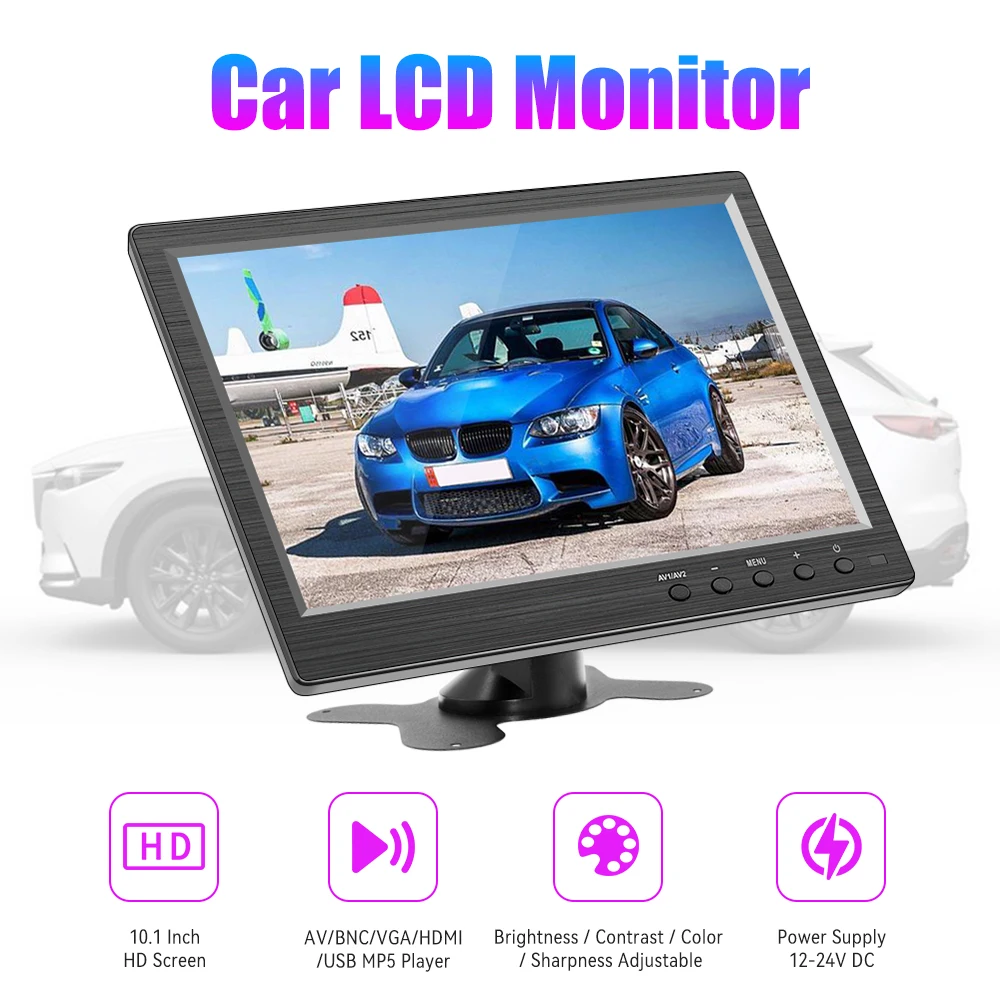 KTYDKP 10.1 Inch Car HDMI Monitor with VGA for TV Computer LCD Color Screen for PC Home Security System Backup Camera Display