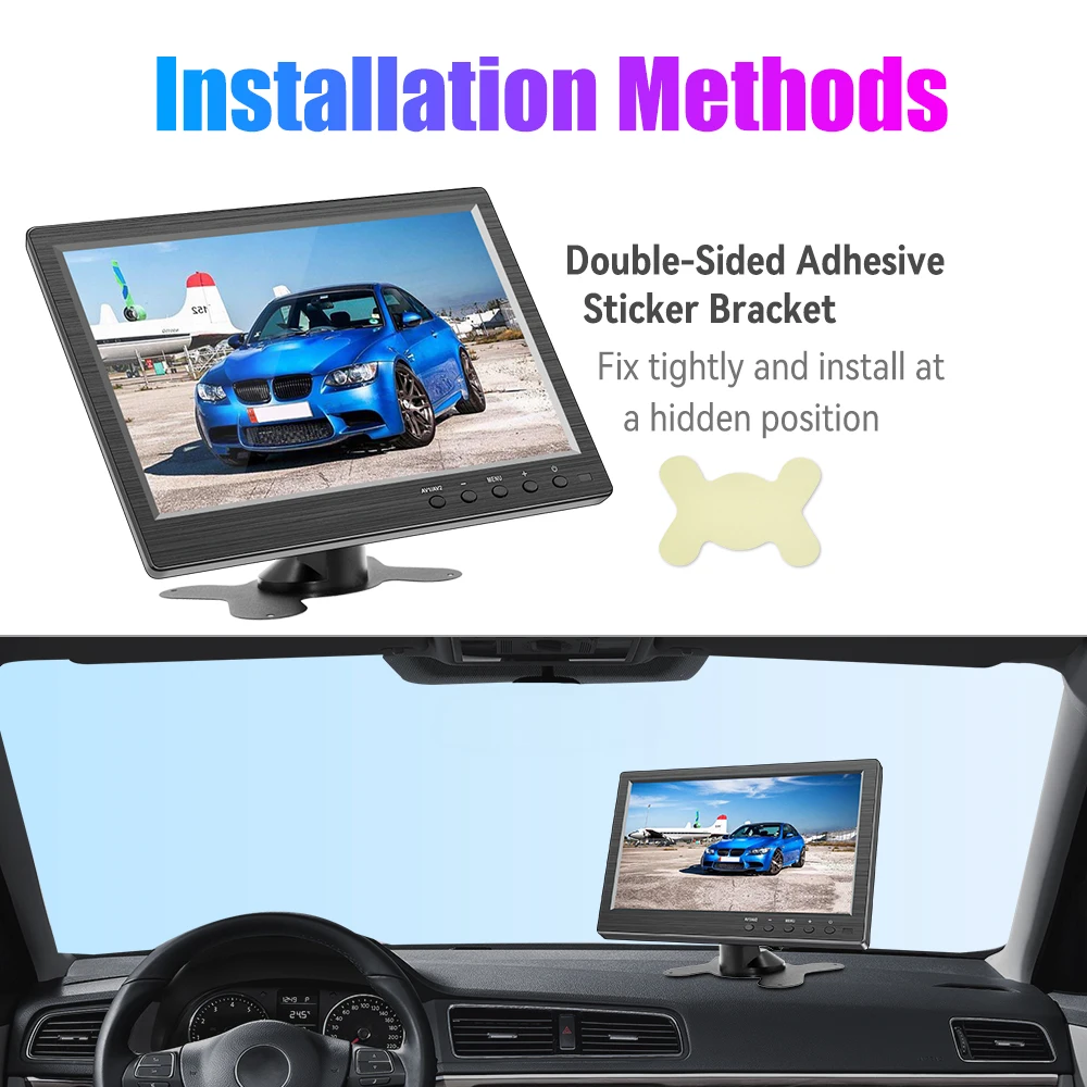KTYDKP 10.1 Inch Car HDMI Monitor with VGA for TV Computer LCD Color Screen for PC Home Security System Backup Camera Display