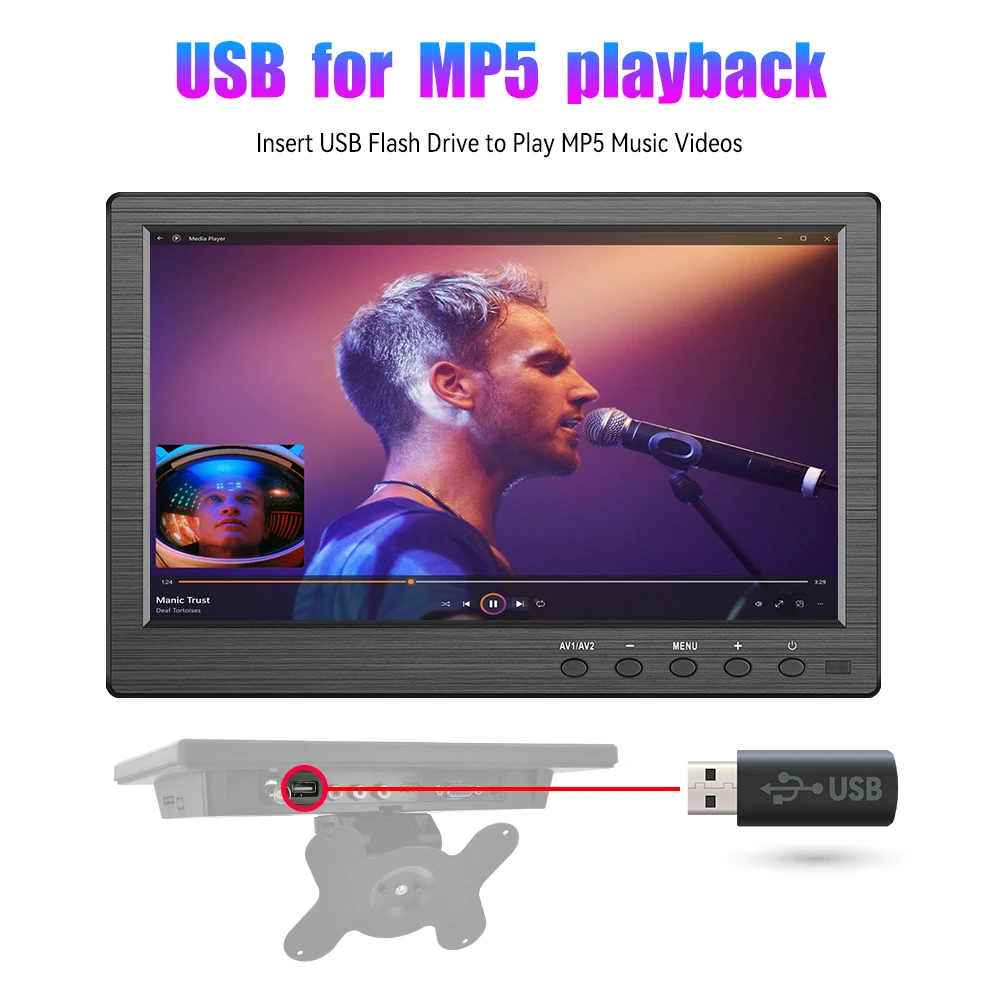 KTYDKP 10.1 Inch Car HDMI Monitor with VGA for TV Computer LCD Color Screen for PC Home Security System Backup Camera Display